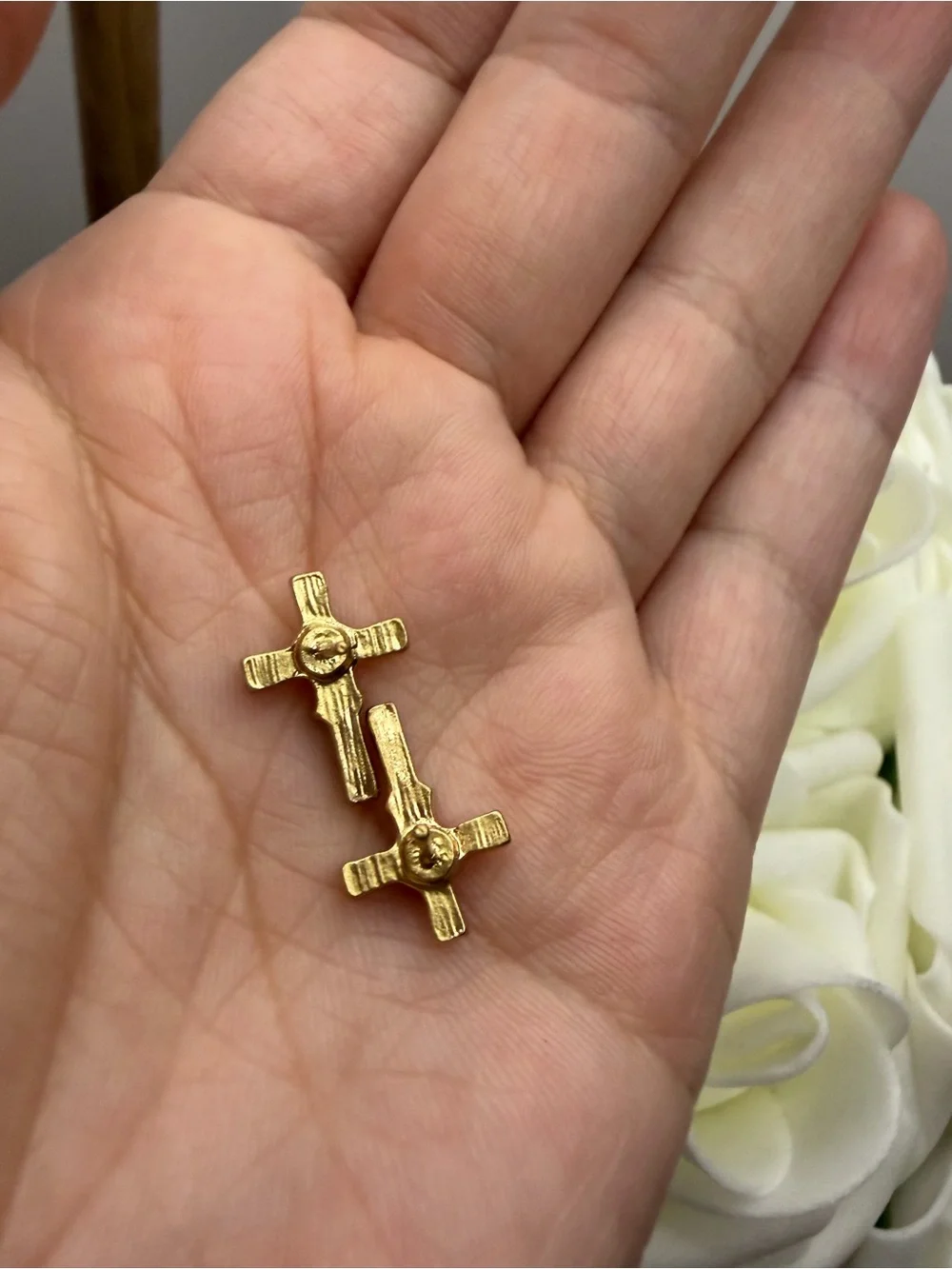 Gold Cross Crystal Stud Earrings - Elegant Women’s Jewelry
